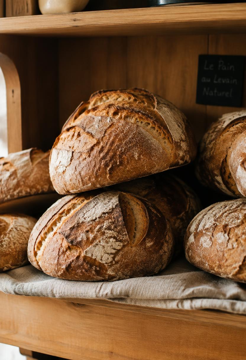 Ambachtelijke broden op een houten schap